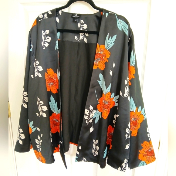 Dark Floral Curations Jacket Blazer Office Business Casual Career Size 2X - Picture 1 of 6